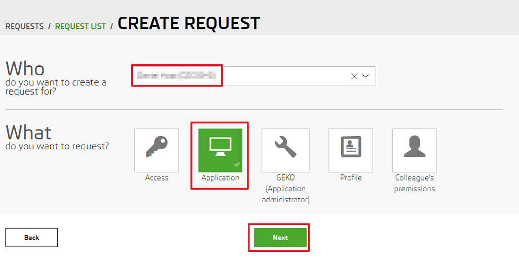 Requests section B2B portal